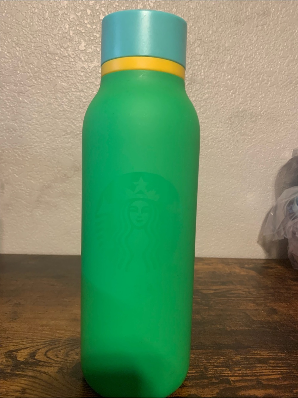 Starbucks Green Stainless Water Bottle with Blue Cap 32oz
